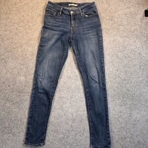 Levi's 711 Skinny Jeans 28 Blue Distressed Stretch Denim